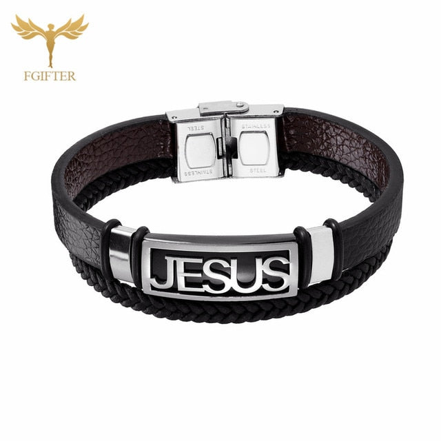 Pulseira Jesus - De Couro - Unissex